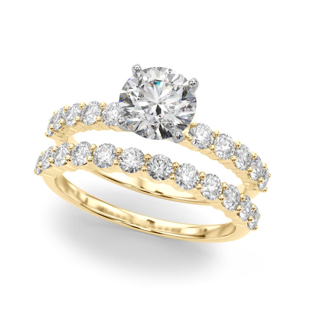 Single Row Engagement Ring, style 51180, On hand view in yellow gold