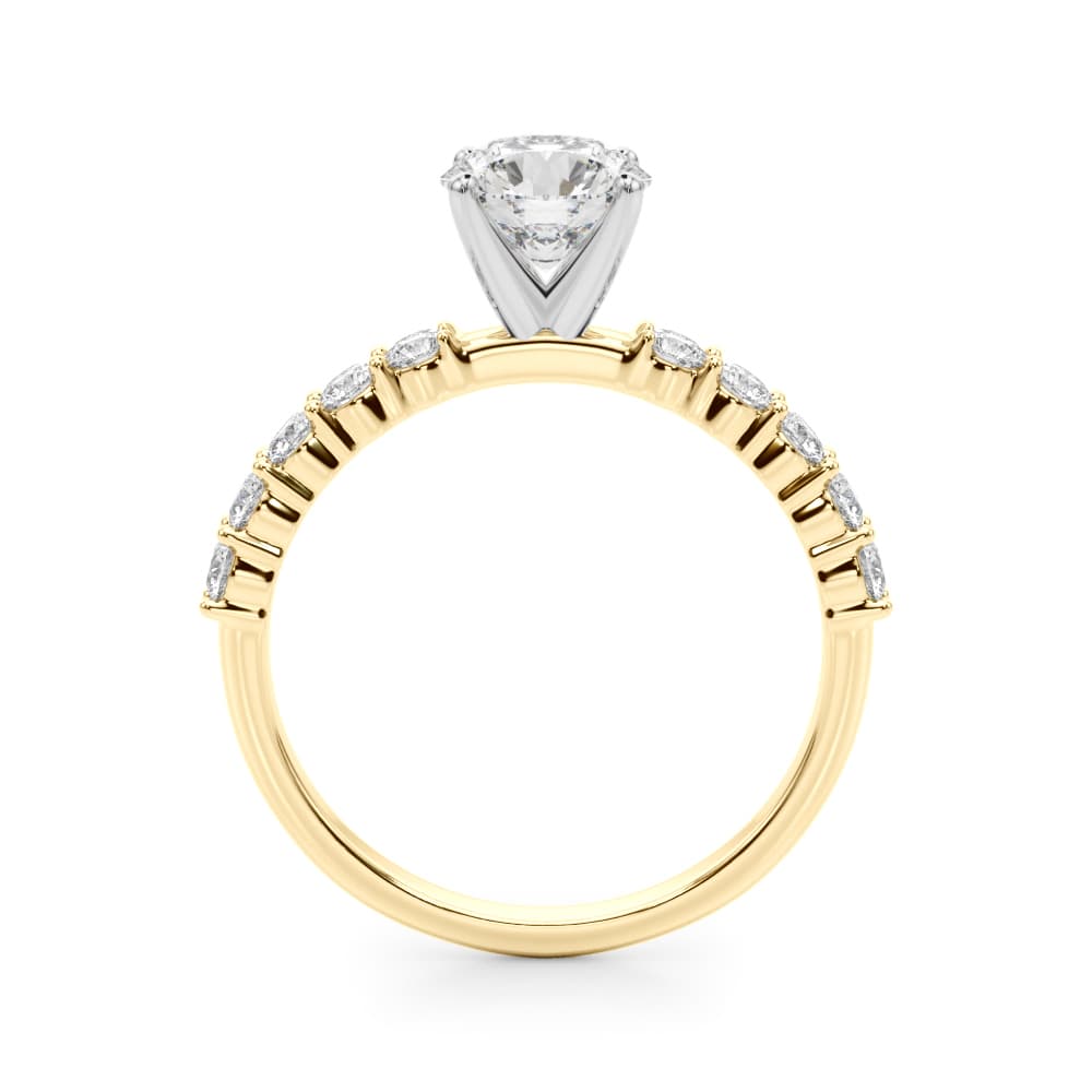 Single Row Engagement Ring, style 51180, Side view in yellow gold