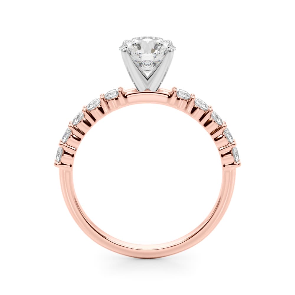 Single Row Engagement Ring, style 51180, Side view in rose gold