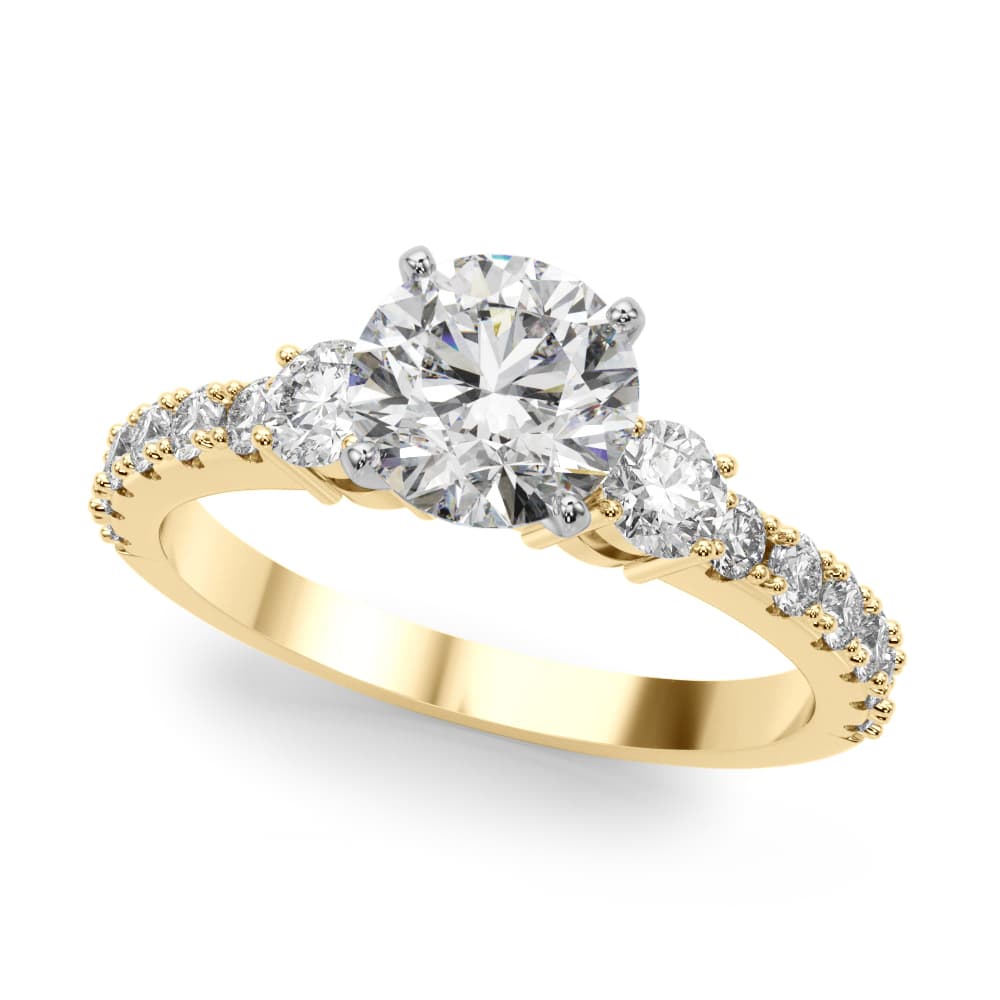 3-Stone Engagement Ring, style 51181, Front view in yellow gold