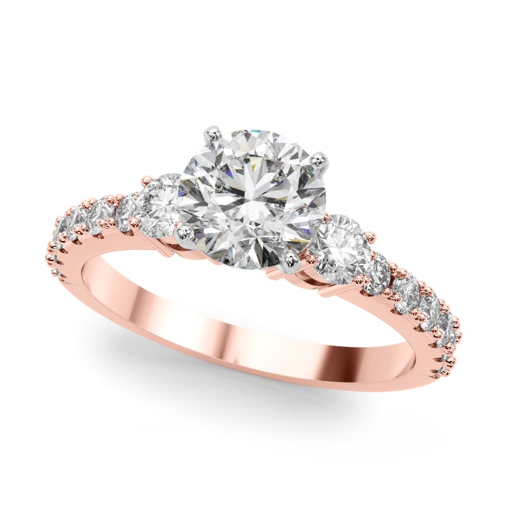 3-Stone Engagement Ring, style 51181, Front view in rose gold