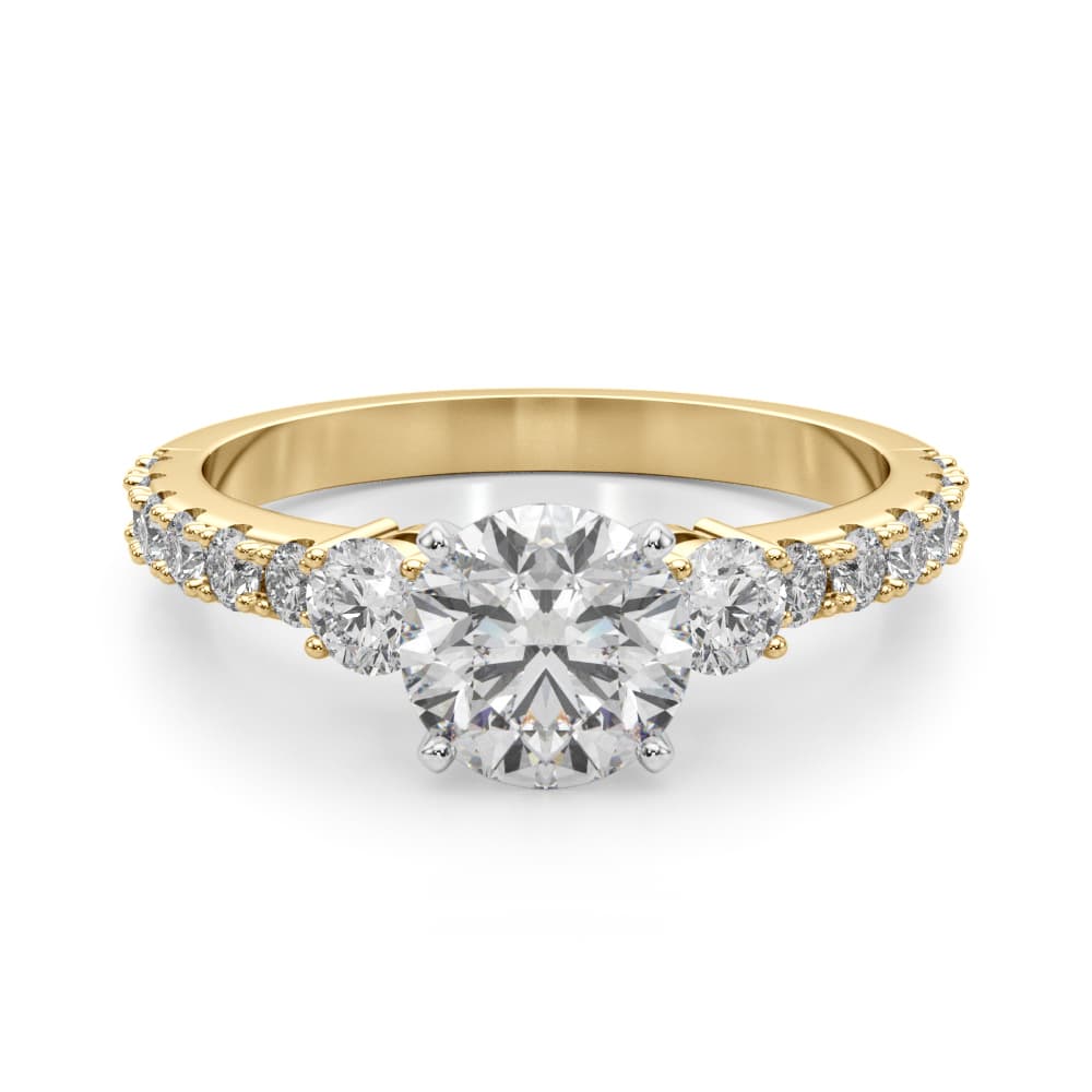 3-Stone Engagement Ring, style 51181, Angle view in yellow gold