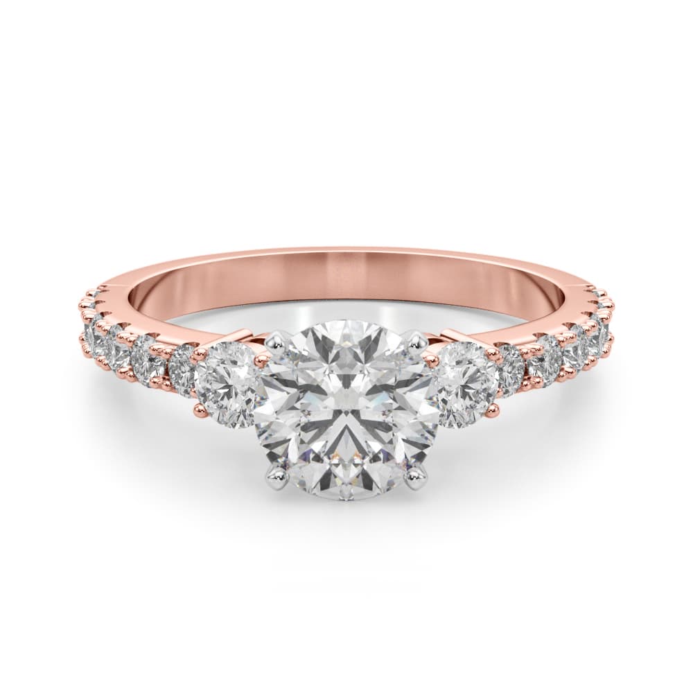 3-Stone Engagement Ring, style 51181, Angle view in rose gold