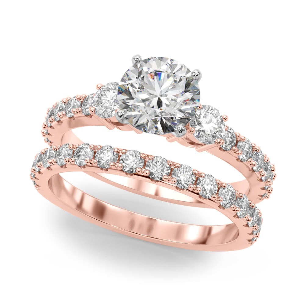 3-Stone Engagement Ring, style 51181, On hand view in rose gold