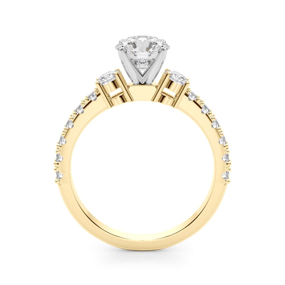 3-Stone Engagement Ring, style 51181, Side view in yellow gold