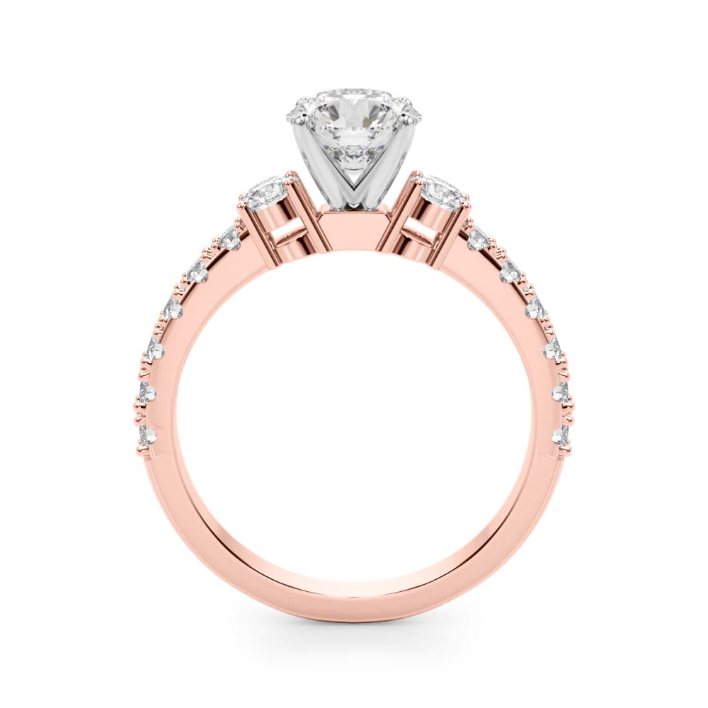 3-Stone Engagement Ring, style 51181, Side view in rose gold
