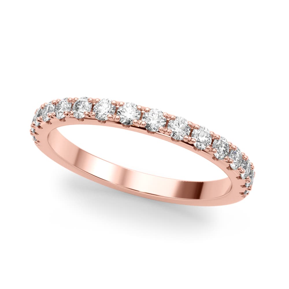 Prong Set Half Eternity Wedding Band (0.48 ct. tw.), Front view in rose gold