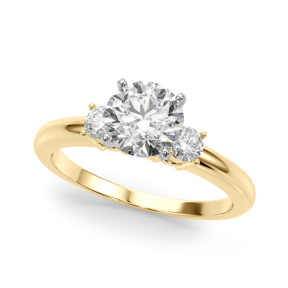 3-Stone Engagement Ring, style 51182, Front view in yellow gold