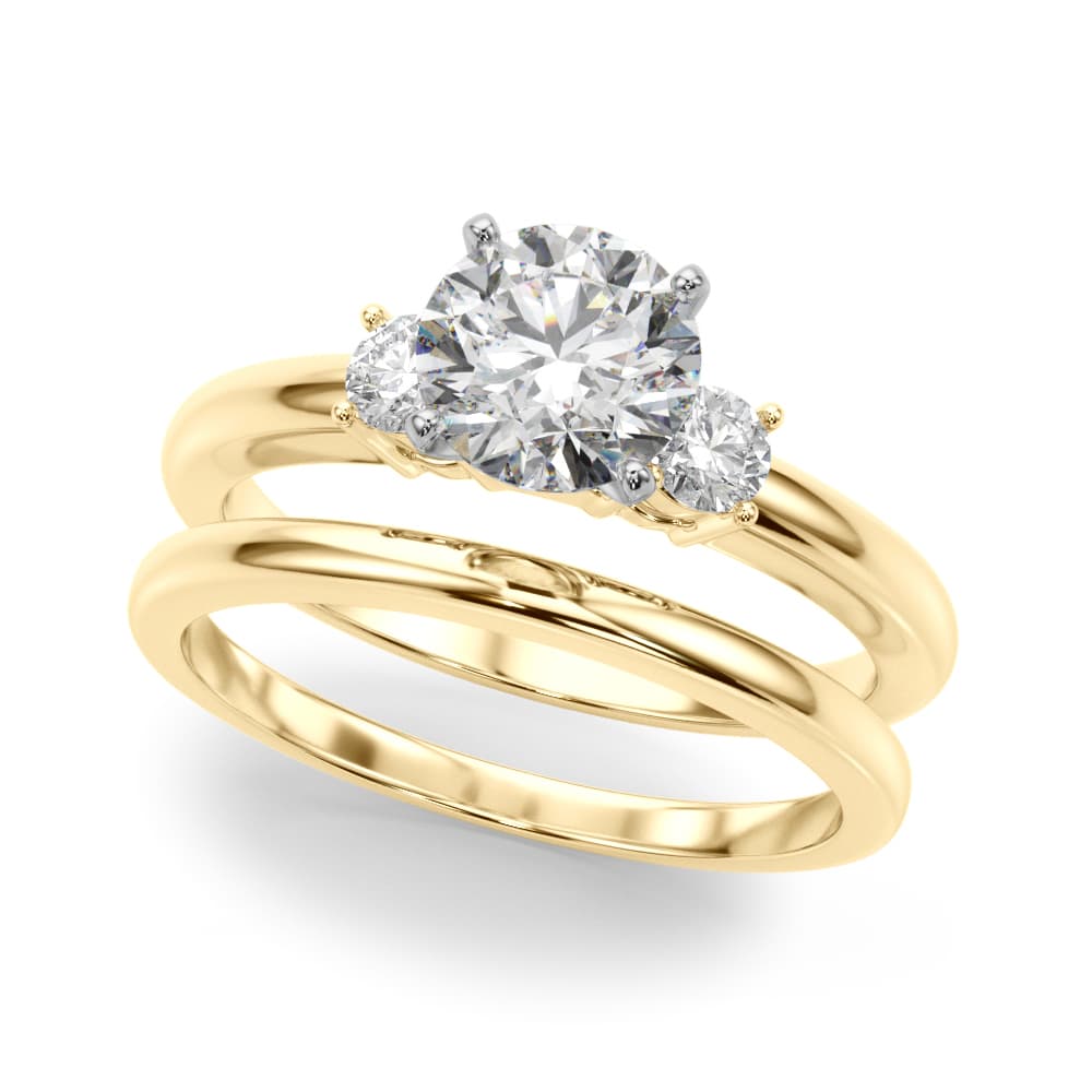 3-Stone Engagement Ring, style 51182, Angle view in yellow gold