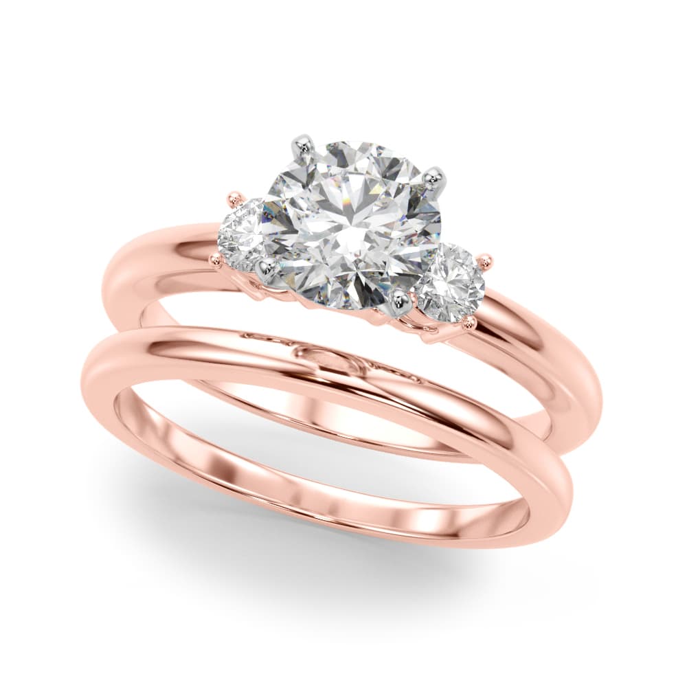 3-Stone Engagement Ring, style 51182, Angle view in rose gold