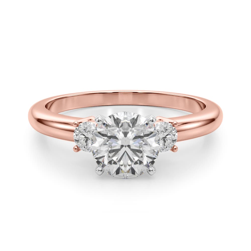 3-Stone Engagement Ring, style 51182, On hand view in rose gold