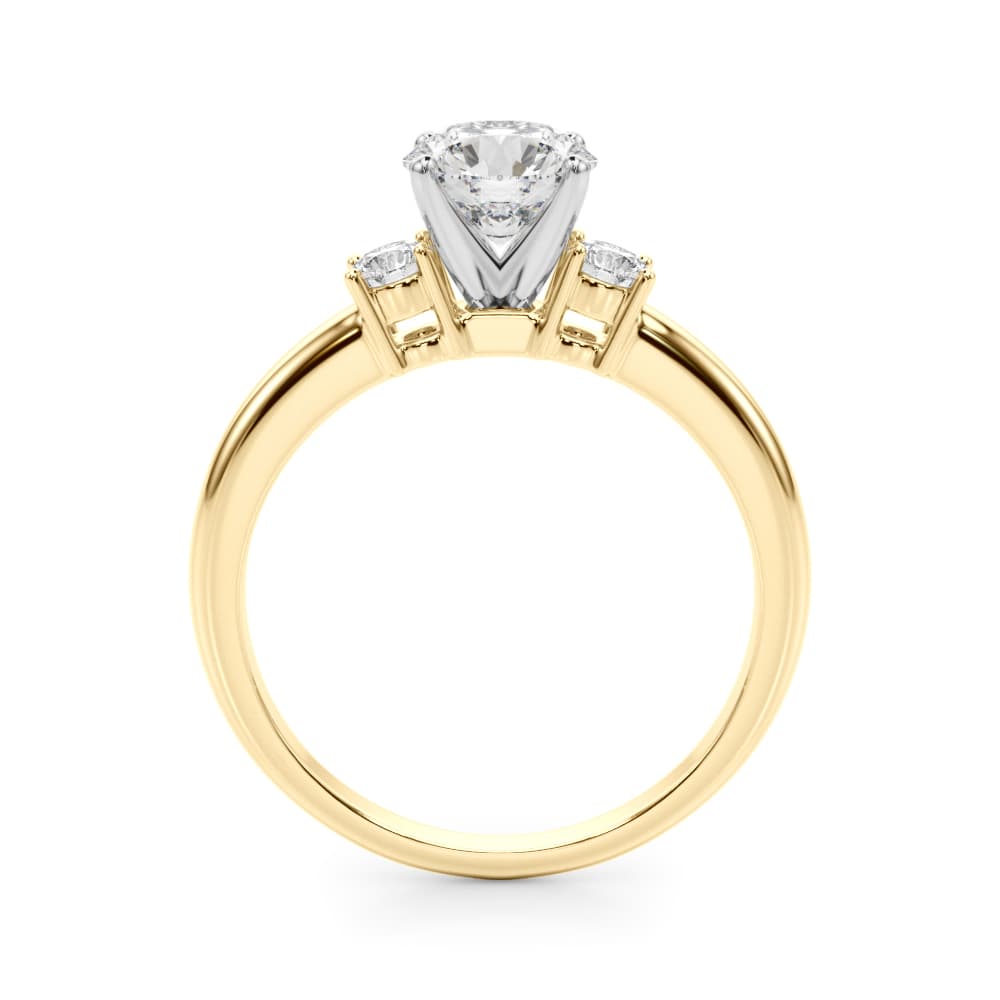 3-Stone Engagement Ring, style 51182, Side view in yellow gold