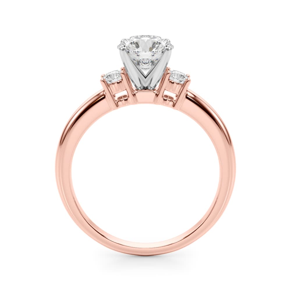 3-Stone Engagement Ring, style 51182, Side view in rose gold