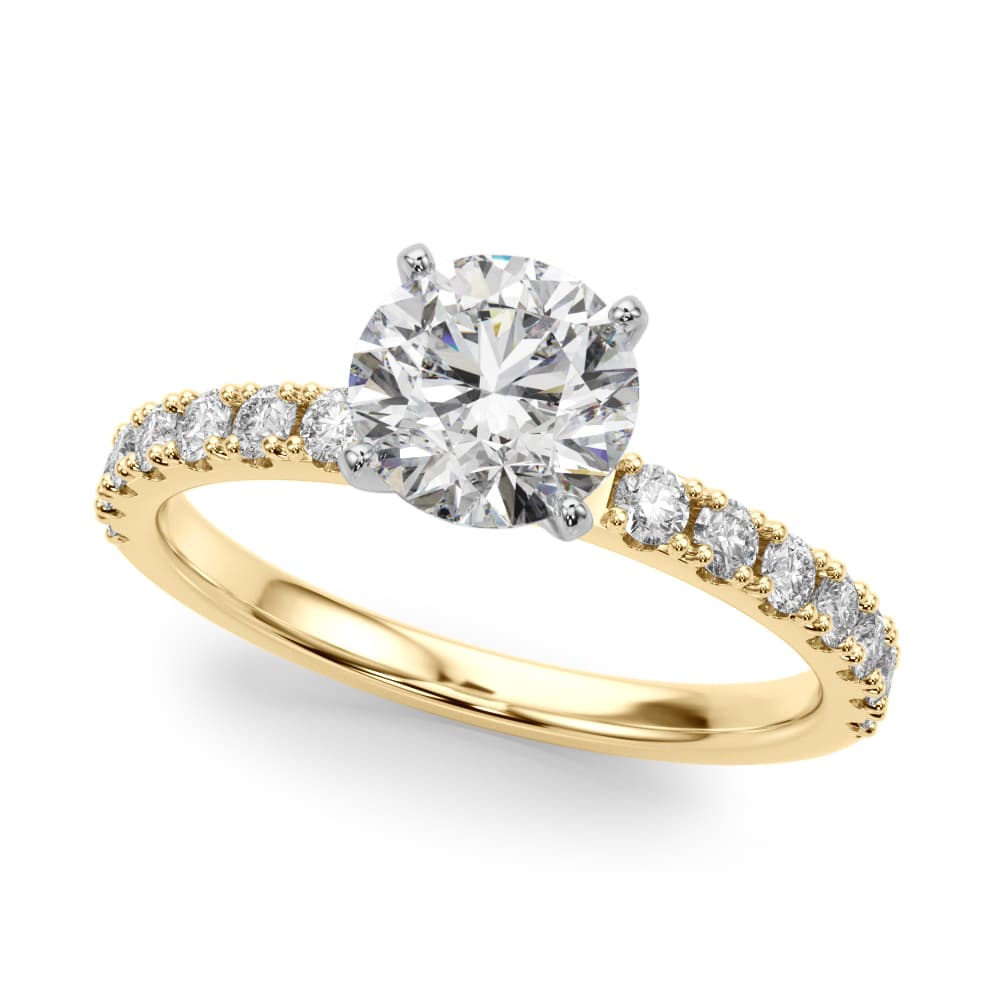 Single Row Engagement Ring, style 51183, Front view in yellow gold