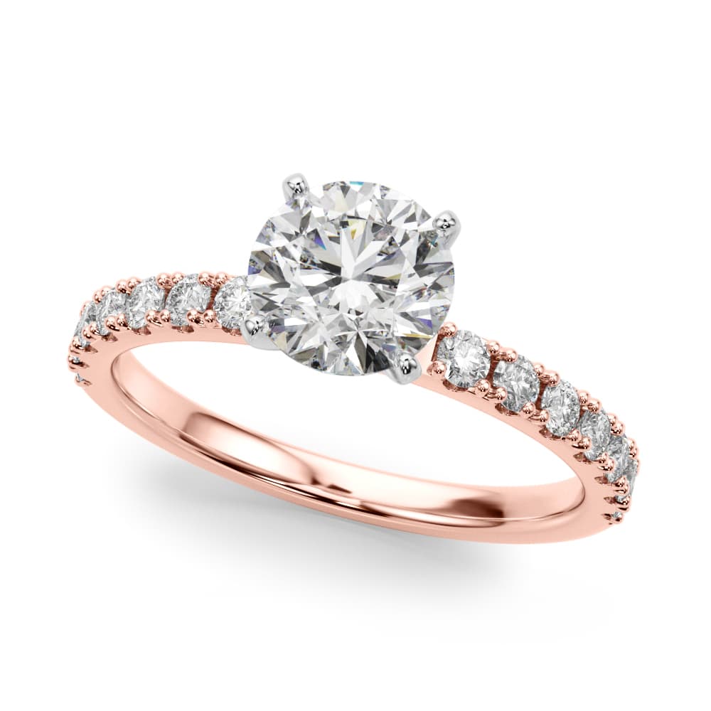 Single Row Engagement Ring, style 51183, Front view in rose gold