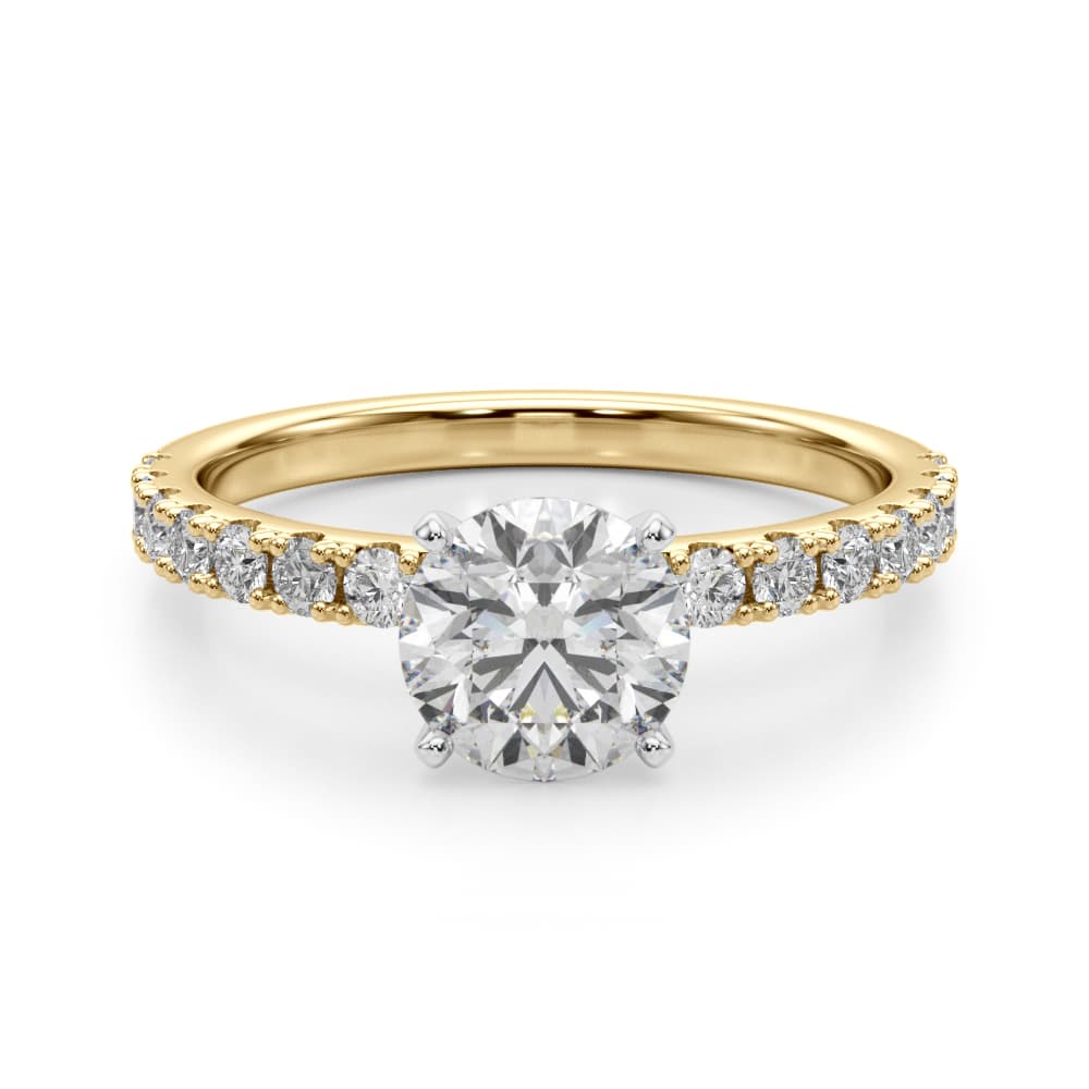 Single Row Engagement Ring, style 51183, Angle view in yellow gold