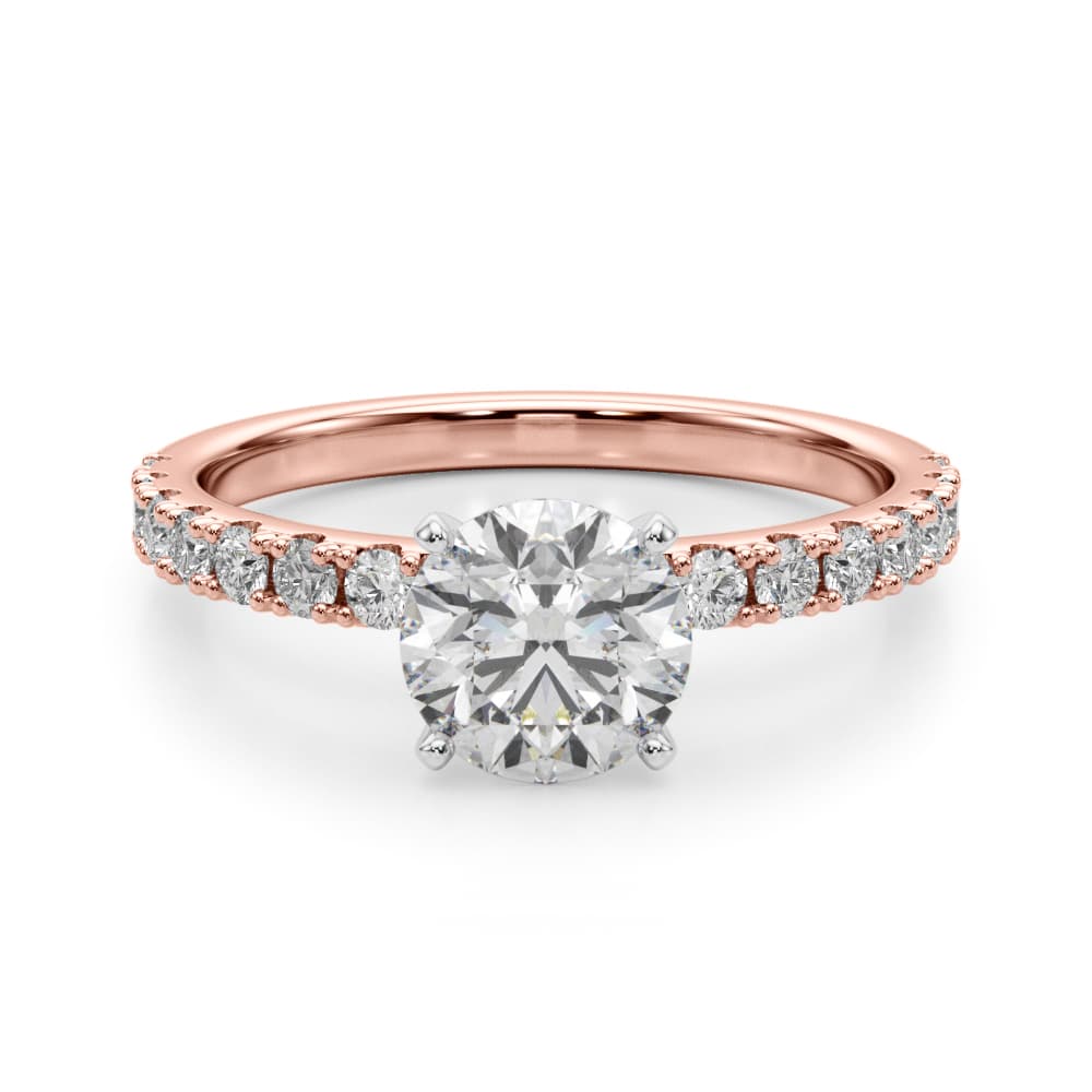 Single Row Engagement Ring, style 51183, Angle view in rose gold