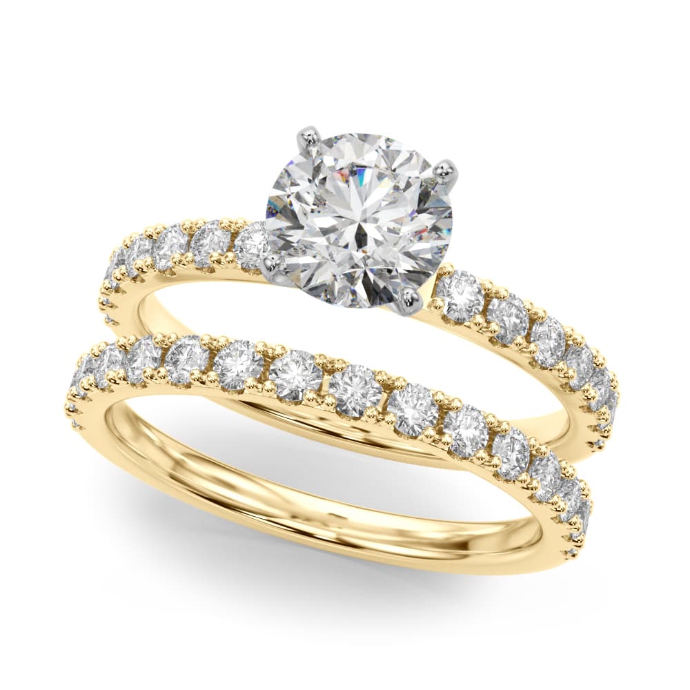 Single Row Engagement Ring, style 51183, On hand view in yellow gold