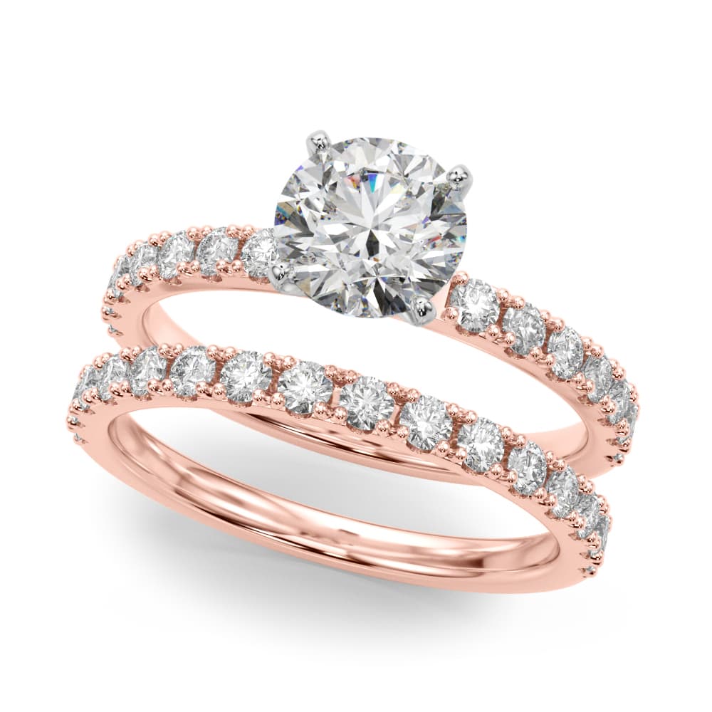 Single Row Engagement Ring, style 51183, On hand view in rose gold