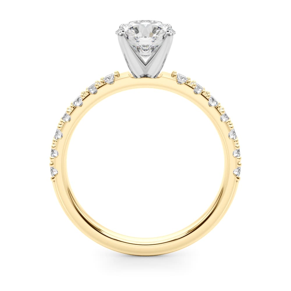 Single Row Engagement Ring, style 51183, Side view in yellow gold