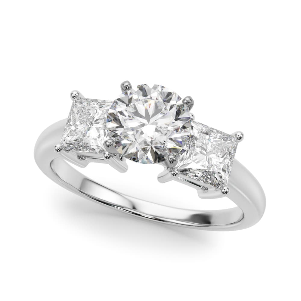 Three Stone Princess Cut Engagement Ring — style 51184 in 10k White Gold