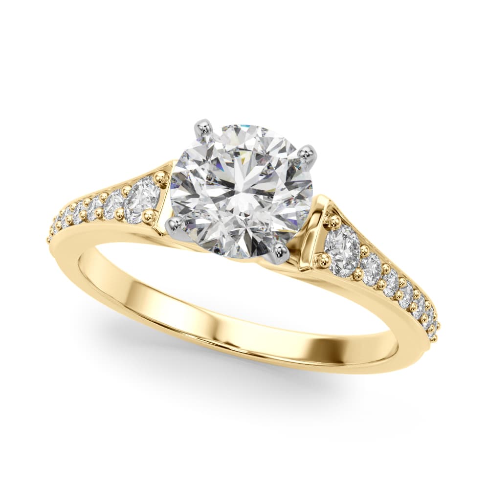 Graduating Single Row Engagement Ring, style 51185, Front view in yellow gold