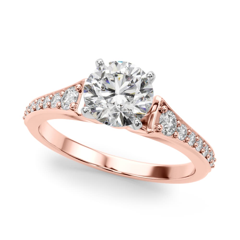 Graduating Single Row Engagement Ring, style 51185, Front view in rose gold