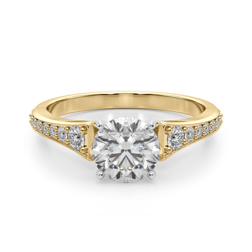 Graduating Single Row Engagement Ring, style 51185, Angle view in yellow gold