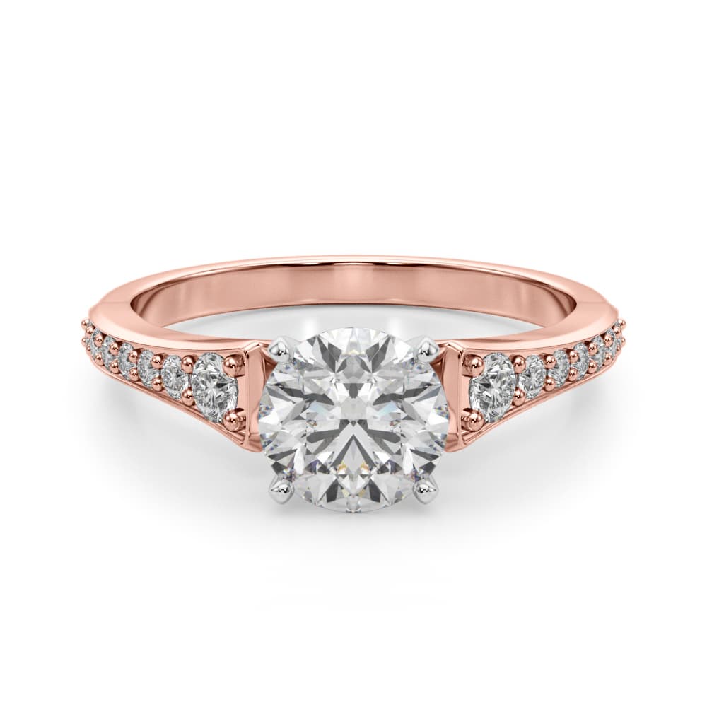Graduating Single Row Engagement Ring, style 51185, Angle view in rose gold