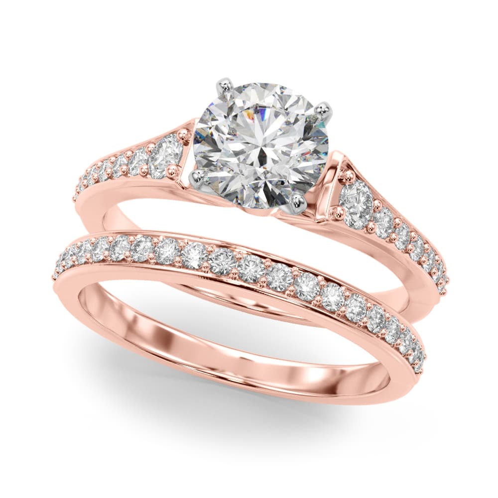 Graduating Single Row Engagement Ring, style 51185, On hand view in rose gold