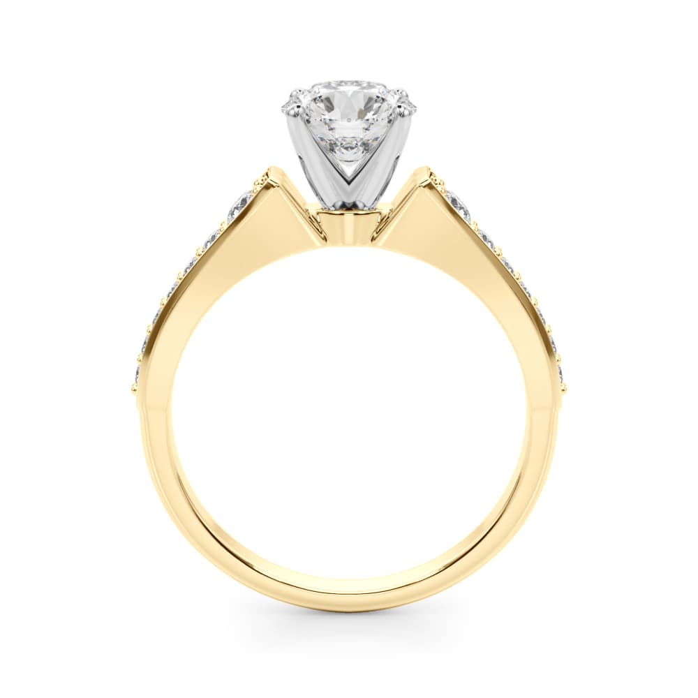 Graduating Single Row Engagement Ring, style 51185, Side view in yellow gold