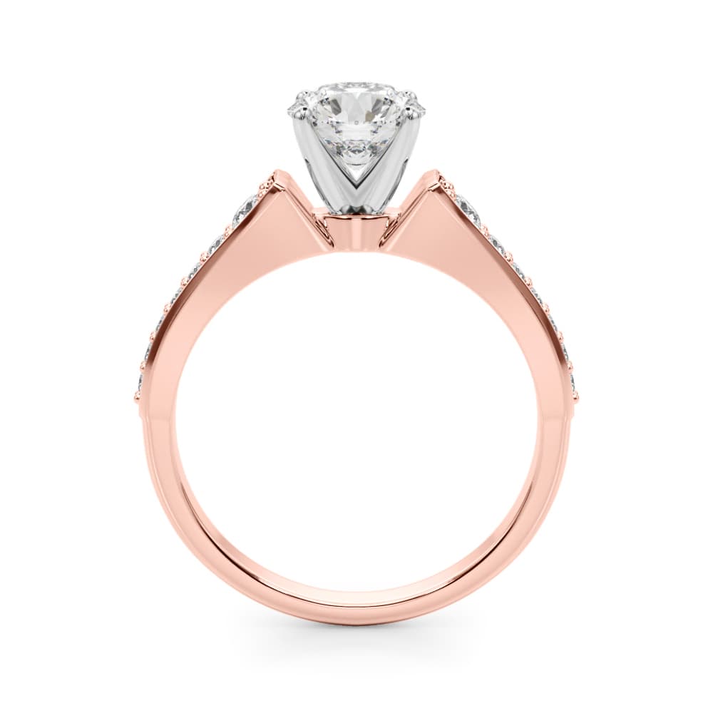 Graduating Single Row Engagement Ring, style 51185, Side view in rose gold