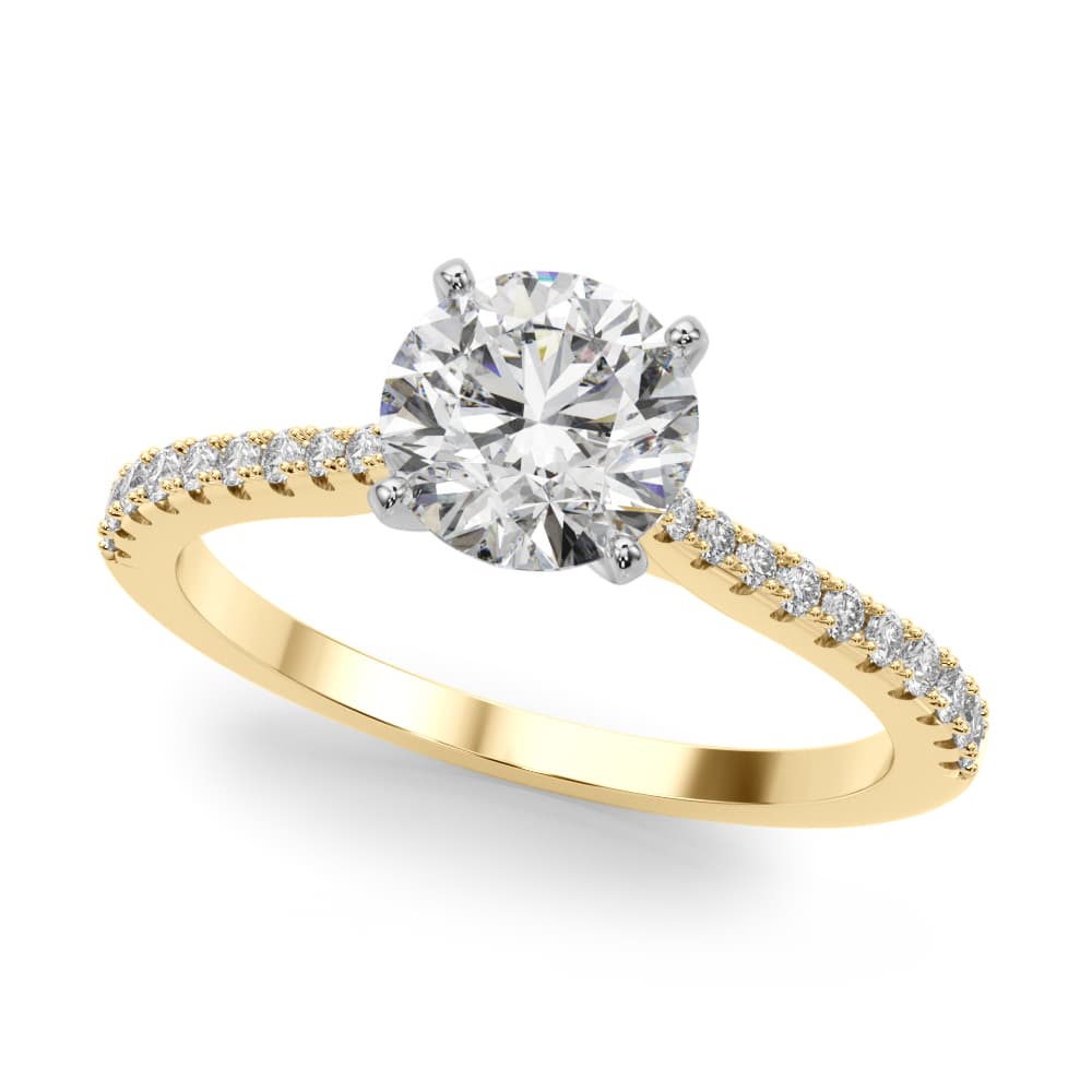 Single Row Split Prong Engagement Ring, style 51187, Front view in yellow gold