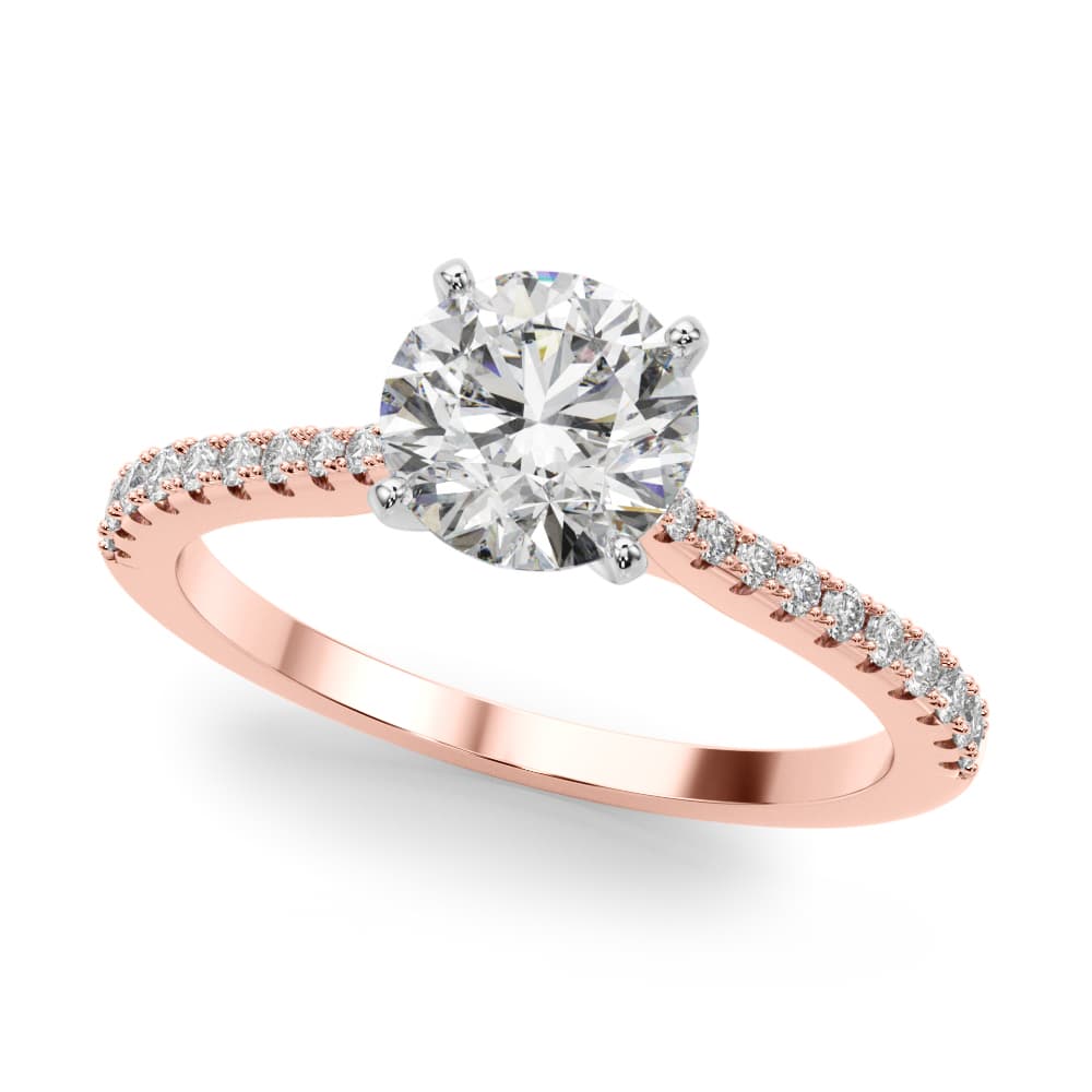 Single Row Split Prong Engagement Ring, style 51187, Front view in rose gold