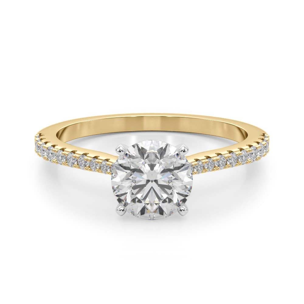 Single Row Split Prong Engagement Ring, style 51187, Angle view in yellow gold