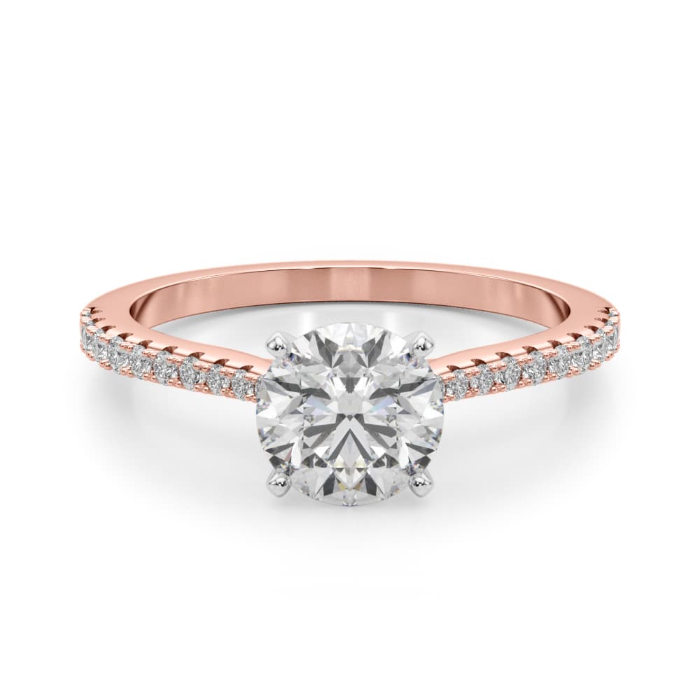 Single Row Split Prong Engagement Ring, style 51187, Angle view in rose gold