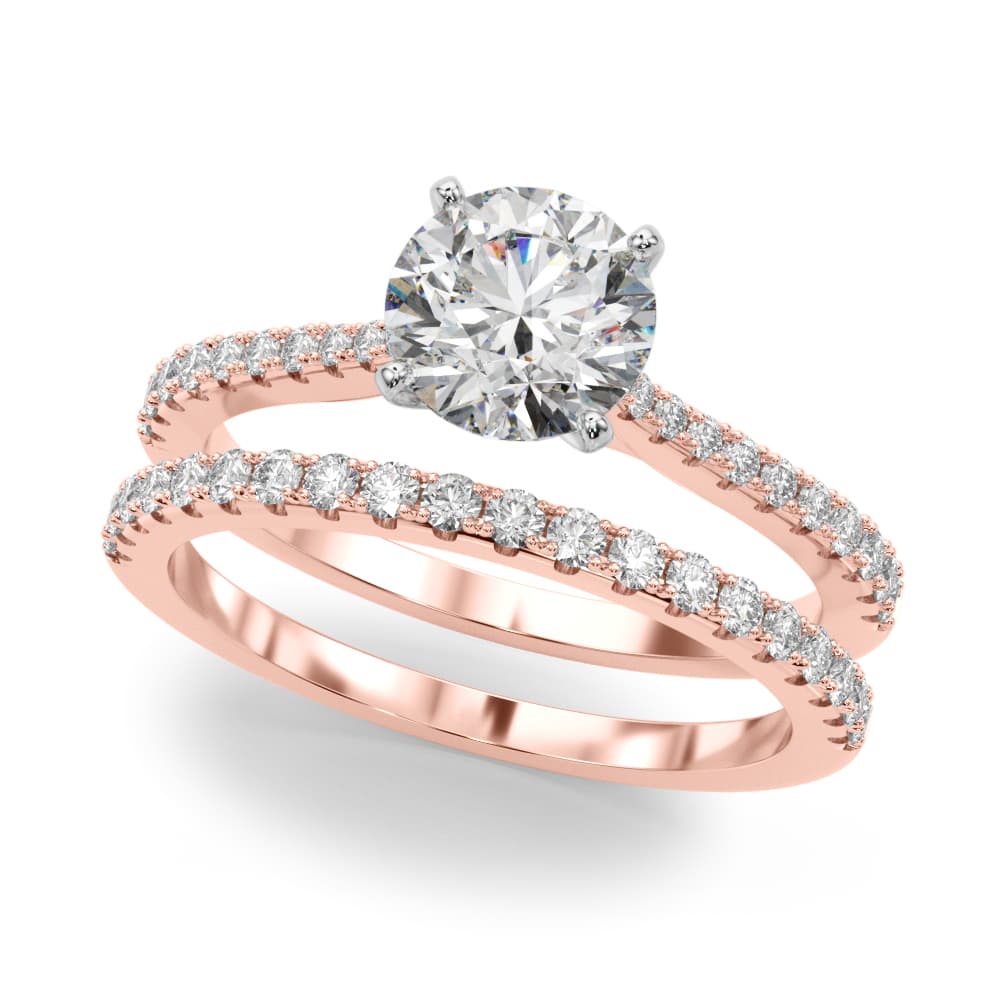 Single Row Split Prong Engagement Ring, style 51187, On hand view in rose gold