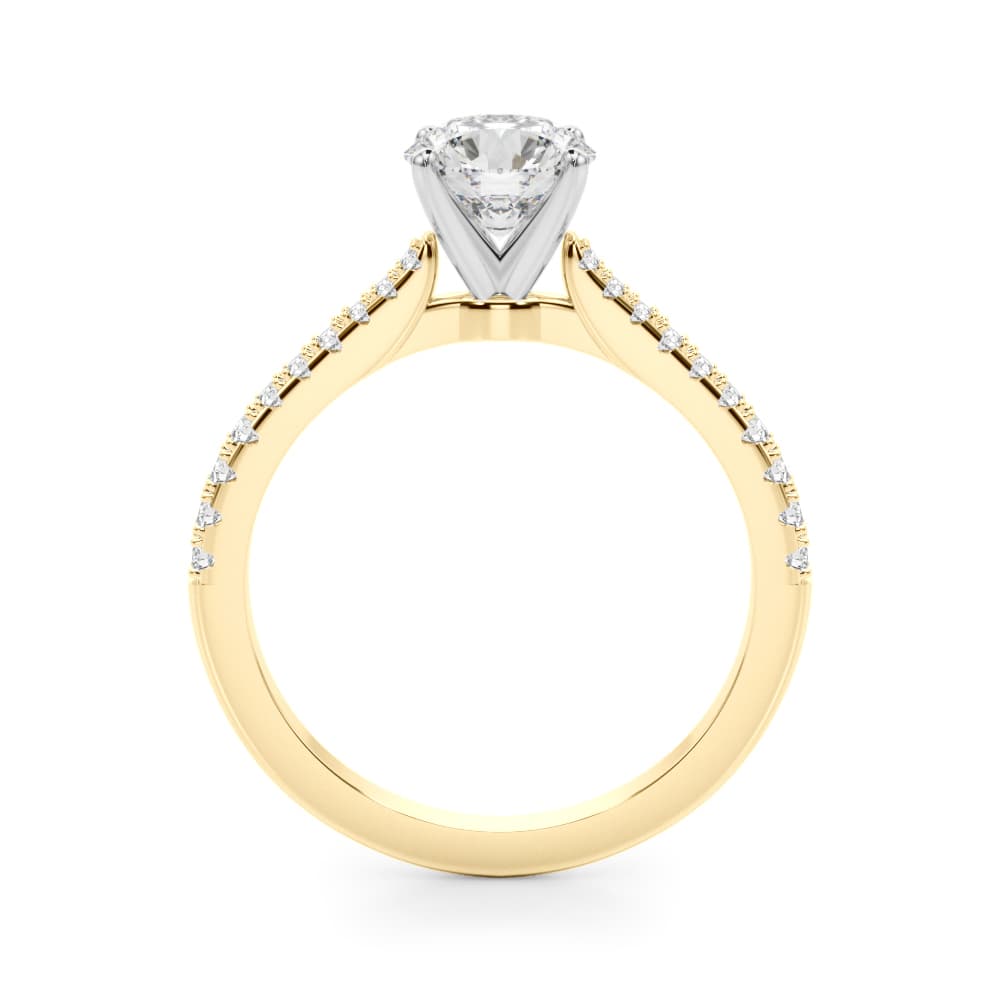 Single Row Split Prong Engagement Ring, style 51187, Side view in yellow gold