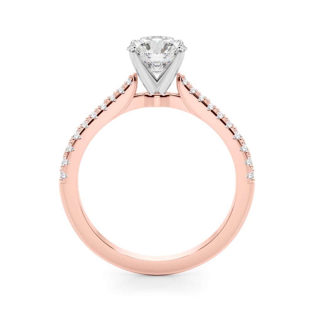 Single Row Split Prong Engagement Ring, style 51187, Side view in rose gold