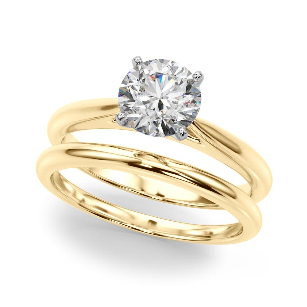 Solitaire Engagement Ring, style 51189, On hand view in yellow gold