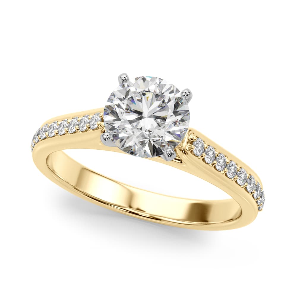 Single Row Engagement Ring, style 51190, Front view in yellow gold