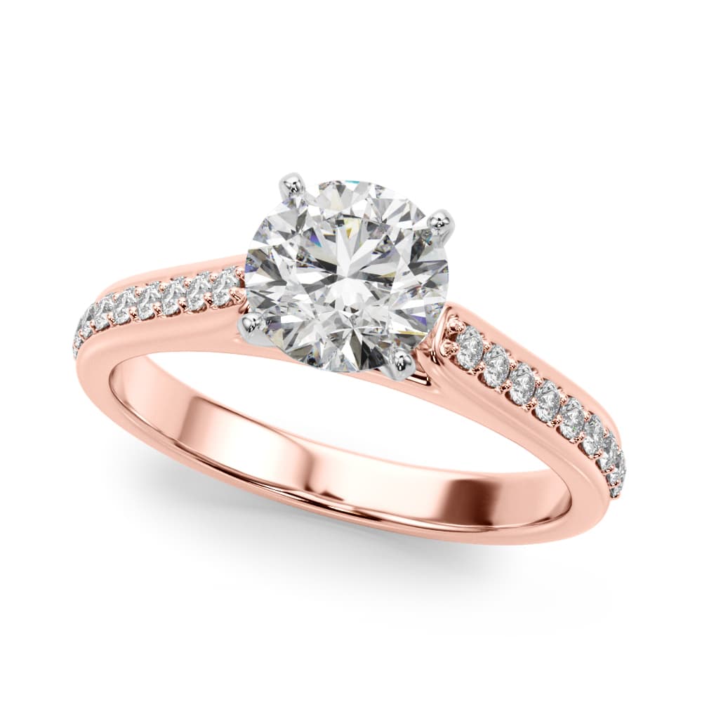 Single Row Engagement Ring, style 51190, Front view in rose gold
