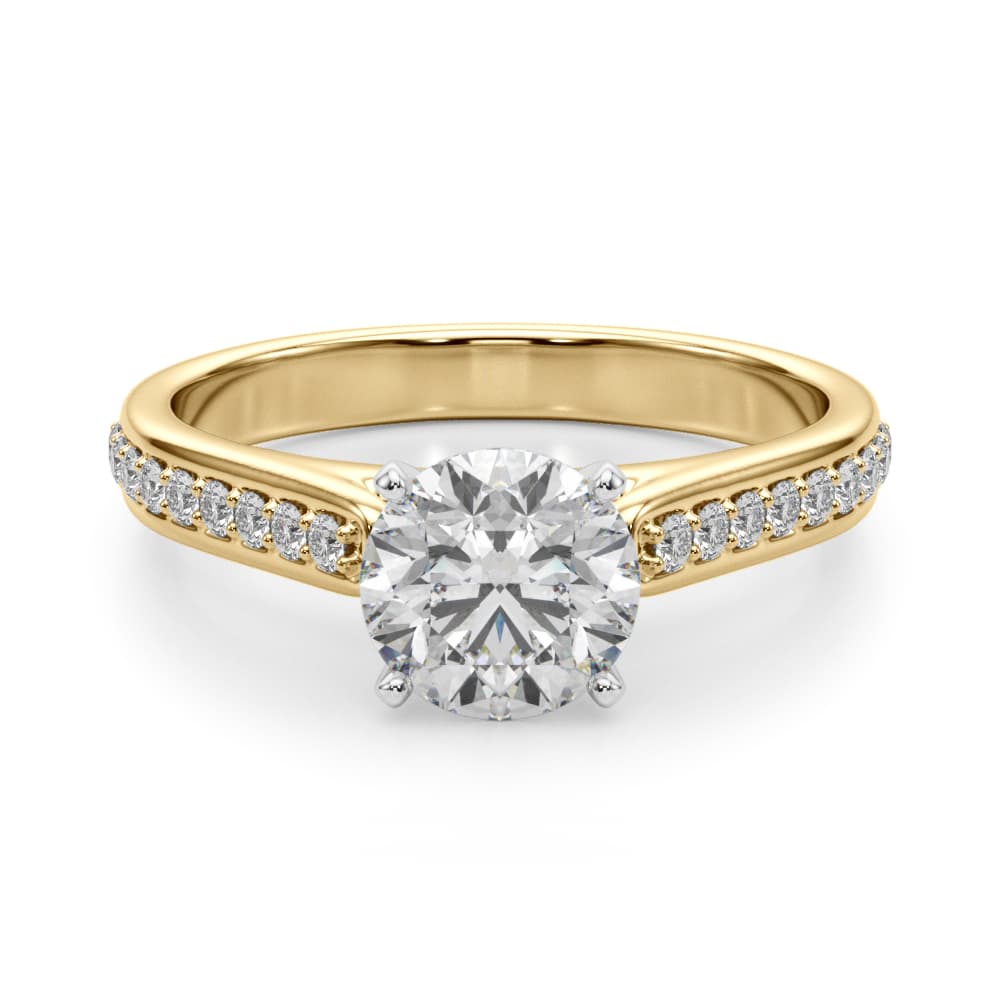 Single Row Engagement Ring, style 51190, Angle view in yellow gold