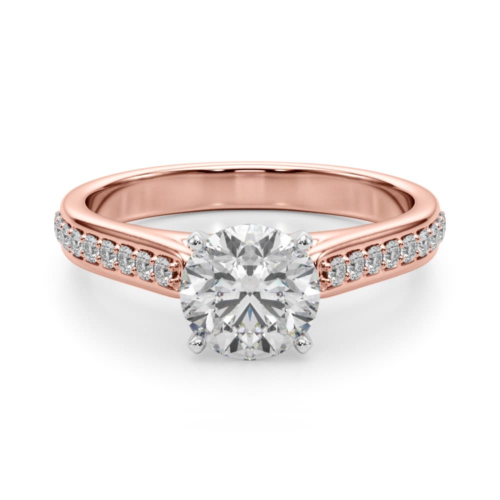 Single Row Engagement Ring, style 51190, Angle view in rose gold
