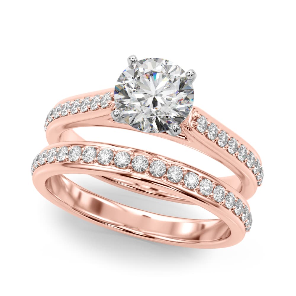 Single Row Engagement Ring, style 51190, On hand view in rose gold