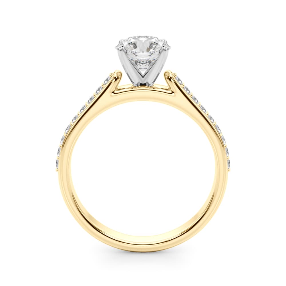 Single Row Engagement Ring, style 51190, Side view in yellow gold
