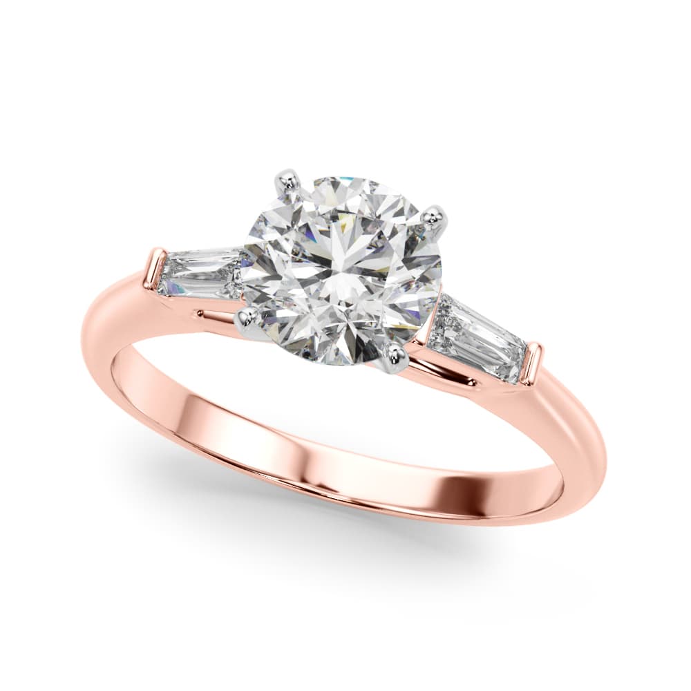 Tapered Baguette 3-Stone Engagement Ring, style 51191, Front view in rose gold
