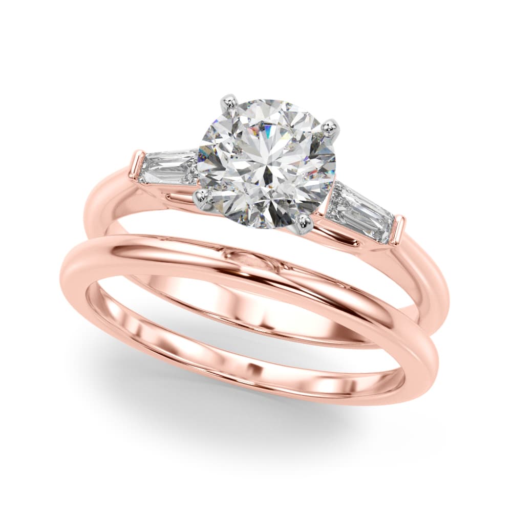 Tapered Baguette 3-Stone Engagement Ring, style 51191, On hand view in rose gold