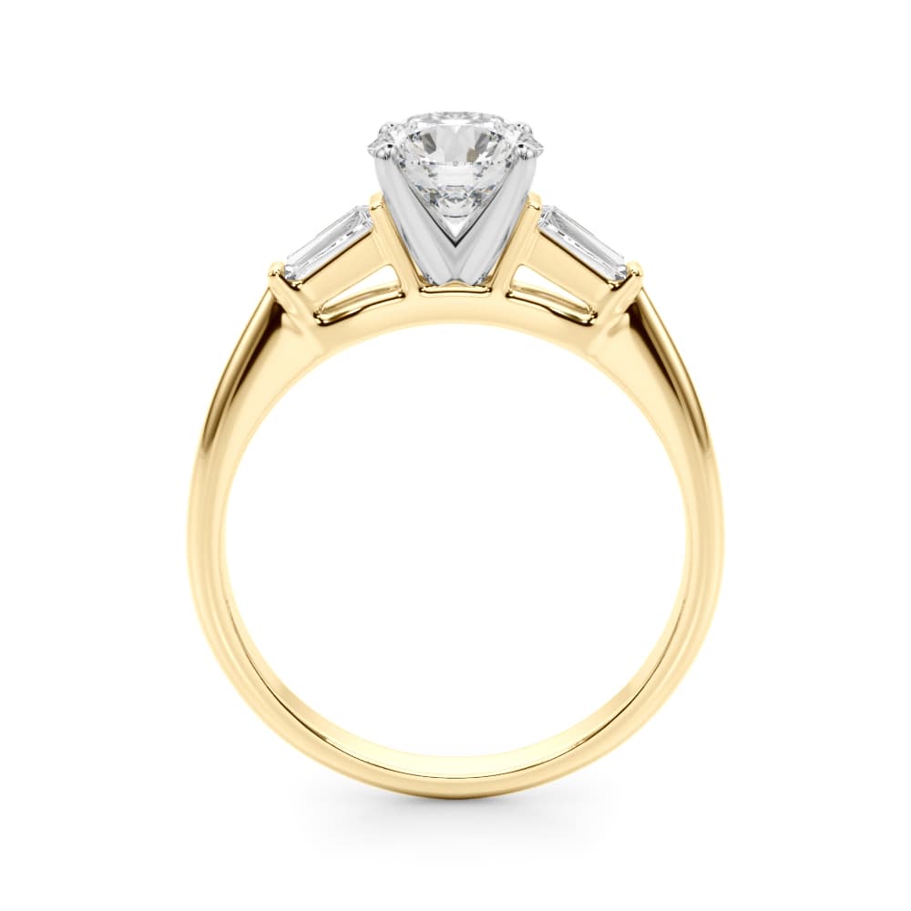 Tapered Baguette 3-Stone Engagement Ring, style 51191, Side view in yellow gold