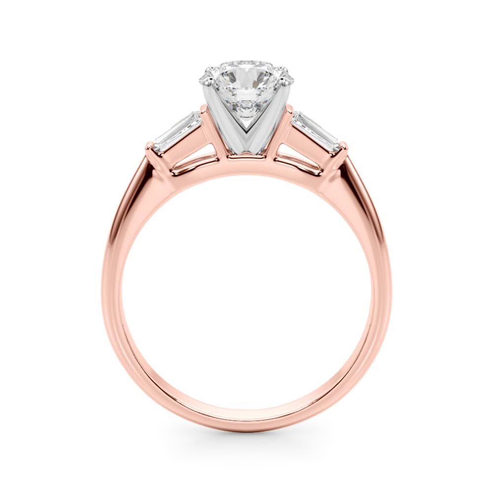 Tapered Baguette 3-Stone Engagement Ring, style 51191, Side view in rose gold